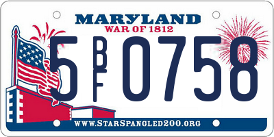 MD license plate 5BF0758
