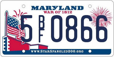 MD license plate 5BF0866