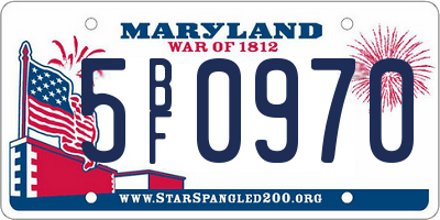 MD license plate 5BF0970