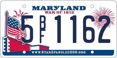 MD license plate 5BF1162