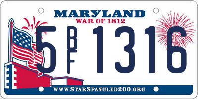 MD license plate 5BF1316