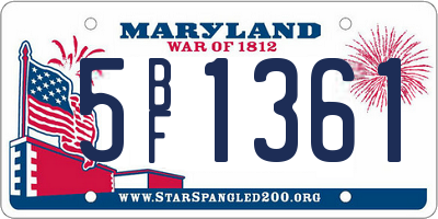 MD license plate 5BF1361