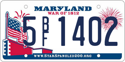 MD license plate 5BF1402