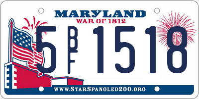 MD license plate 5BF1518