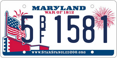 MD license plate 5BF1581