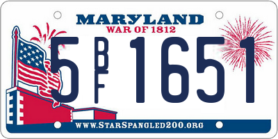MD license plate 5BF1651