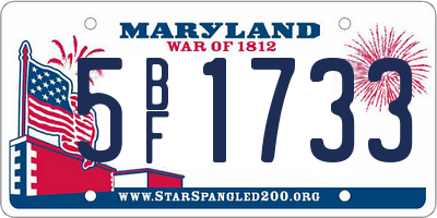 MD license plate 5BF1733