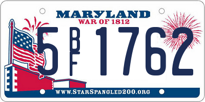 MD license plate 5BF1762