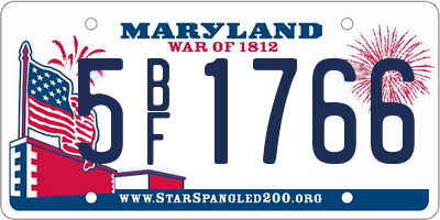MD license plate 5BF1766