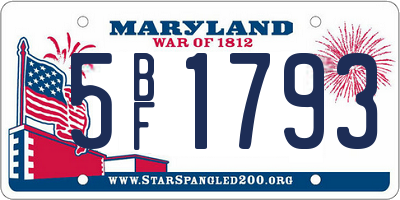 MD license plate 5BF1793