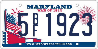 MD license plate 5BF1923