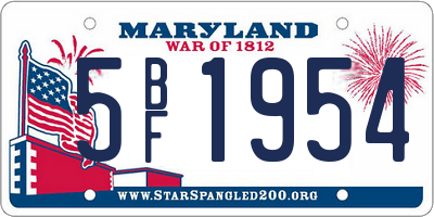 MD license plate 5BF1954