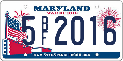 MD license plate 5BF2016