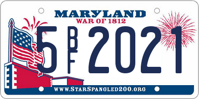 MD license plate 5BF2021