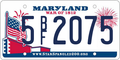 MD license plate 5BF2075