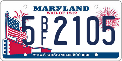 MD license plate 5BF2105