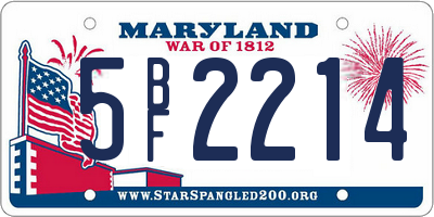 MD license plate 5BF2214