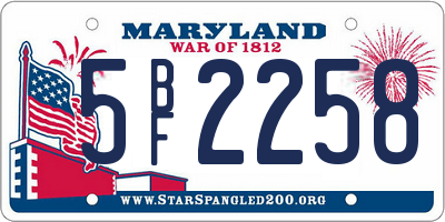 MD license plate 5BF2258