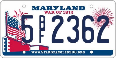 MD license plate 5BF2362