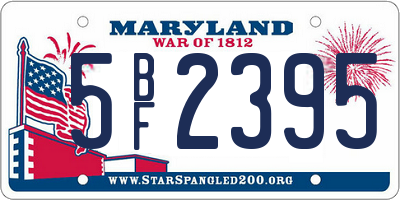MD license plate 5BF2395