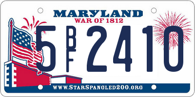 MD license plate 5BF2410