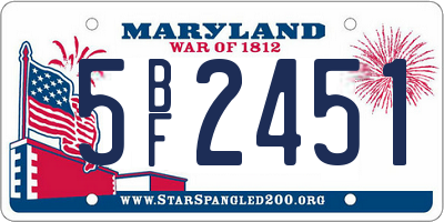 MD license plate 5BF2451