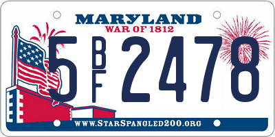 MD license plate 5BF2478