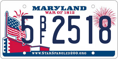 MD license plate 5BF2518
