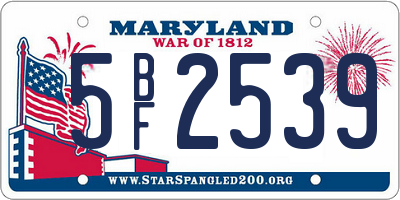 MD license plate 5BF2539