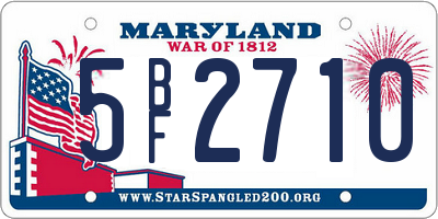 MD license plate 5BF2710