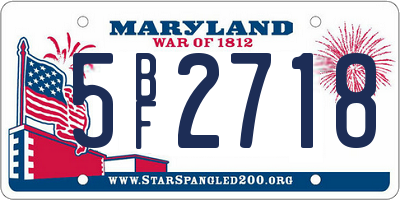 MD license plate 5BF2718
