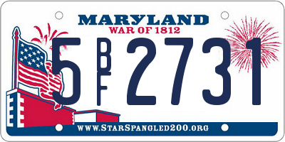 MD license plate 5BF2731