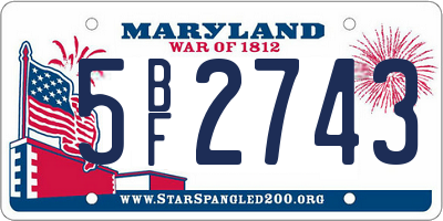 MD license plate 5BF2743