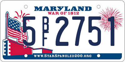 MD license plate 5BF2751