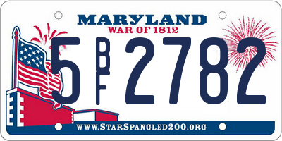 MD license plate 5BF2782