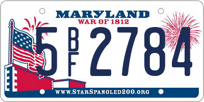 MD license plate 5BF2784