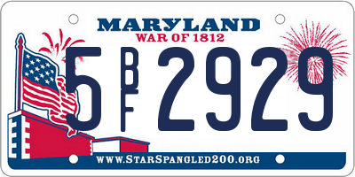 MD license plate 5BF2929