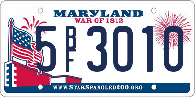 MD license plate 5BF3010