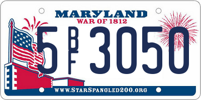 MD license plate 5BF3050