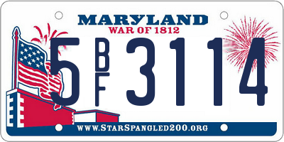 MD license plate 5BF3114