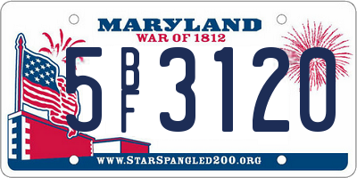MD license plate 5BF3120
