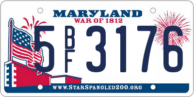 MD license plate 5BF3176