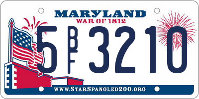 MD license plate 5BF3210