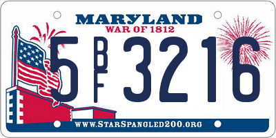 MD license plate 5BF3216