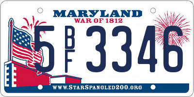 MD license plate 5BF3346