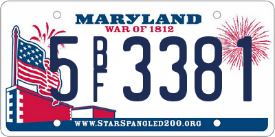 MD license plate 5BF3381