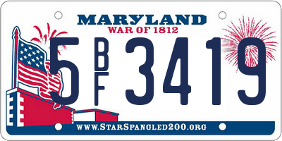 MD license plate 5BF3419