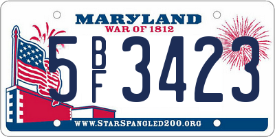 MD license plate 5BF3423