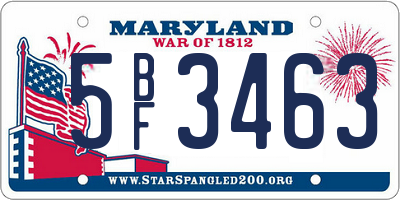 MD license plate 5BF3463