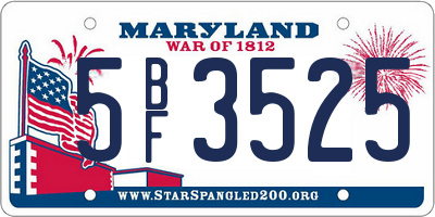 MD license plate 5BF3525